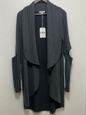 LNA Cutout Elbow Shaw Collar Waterfall Cardigan Size Medium NWT